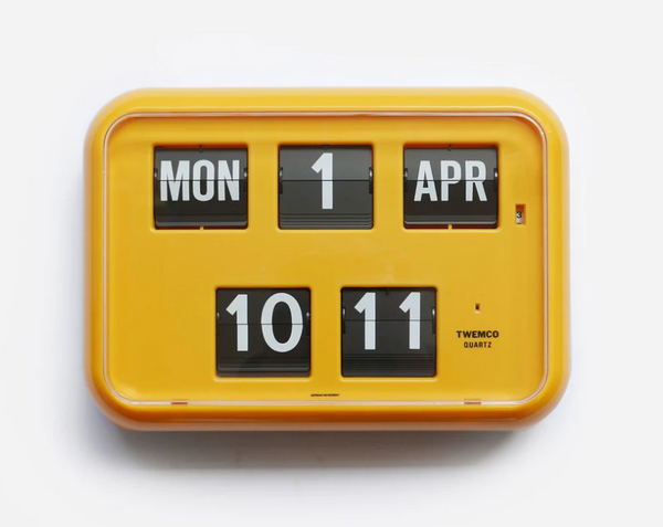 TWEMCO CALENDAR FLIP CLOCK - YELLOW